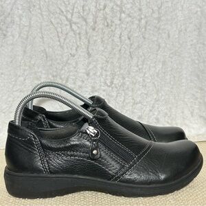 Clarks Womens Black Leather Carleigh Ray SlipOn Casual Loafer Shoes SZ US 9 M